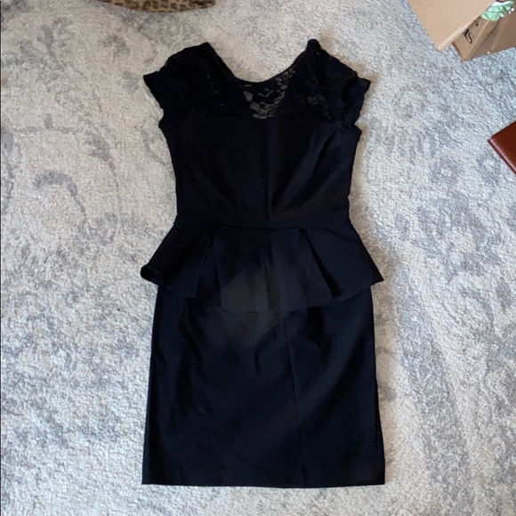 City Studio Dresses & Skirts - Black peplum dress with lace top